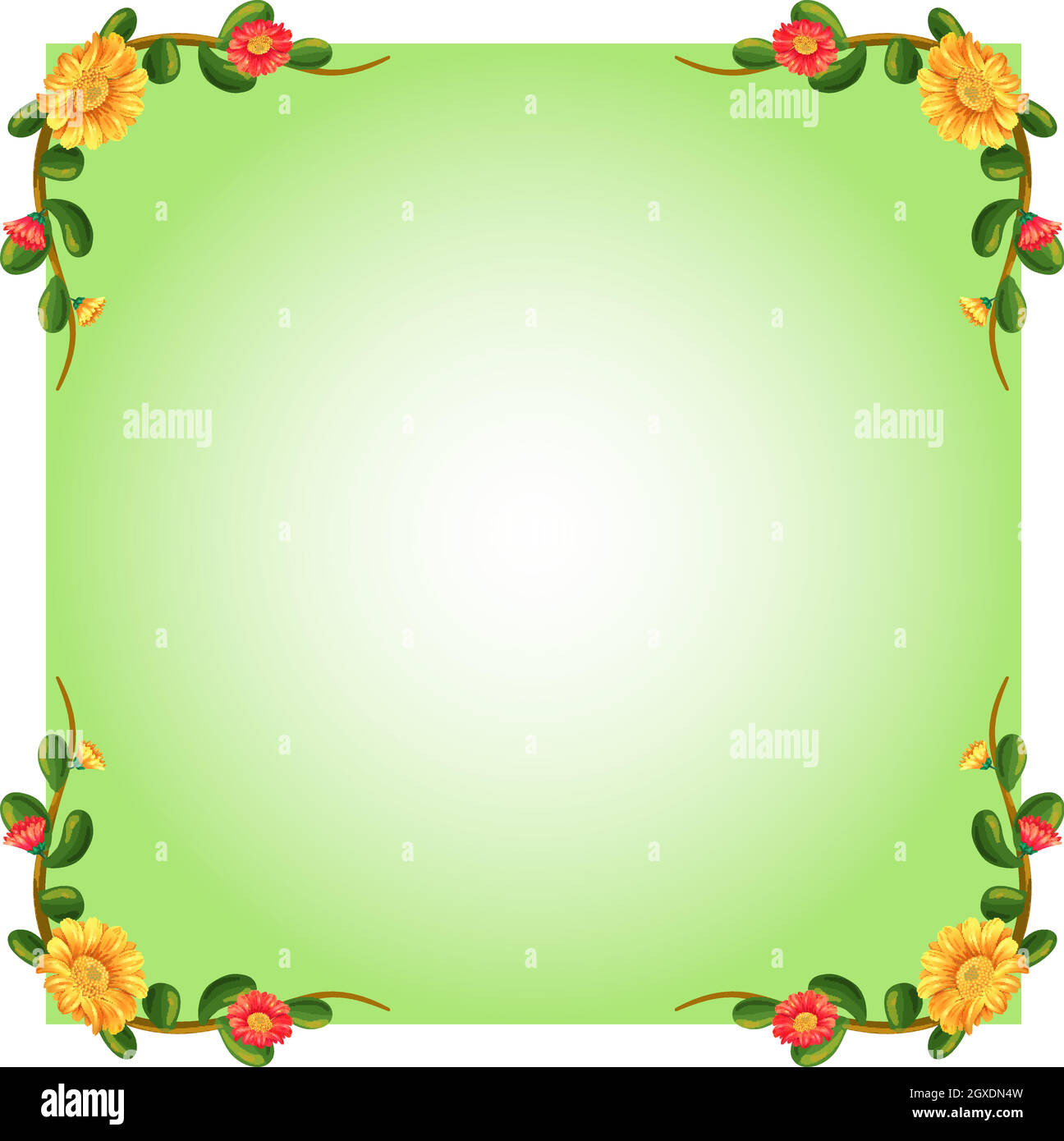 Un modèle vide avec des bordures florales Illustration de Vecteur