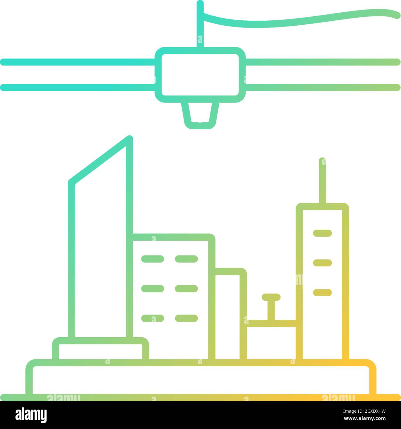 icône de vecteur linéaire de gradient de plan de ville imprimé en 3d Illustration de Vecteur