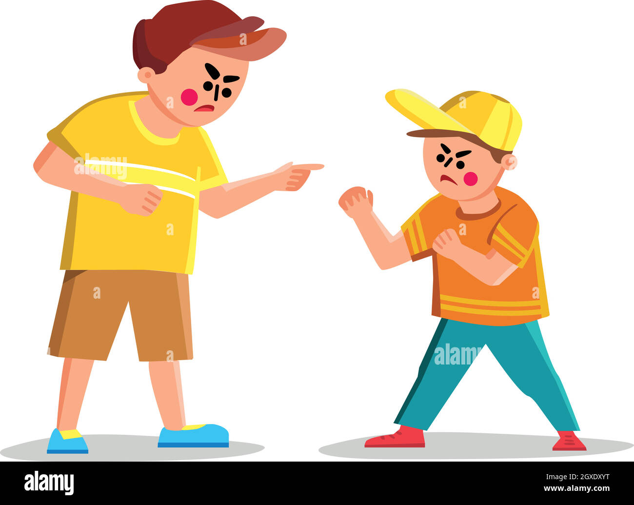 Disputez un garçon en hurlant avec Angry Friend Kid Vector Illustration de Vecteur