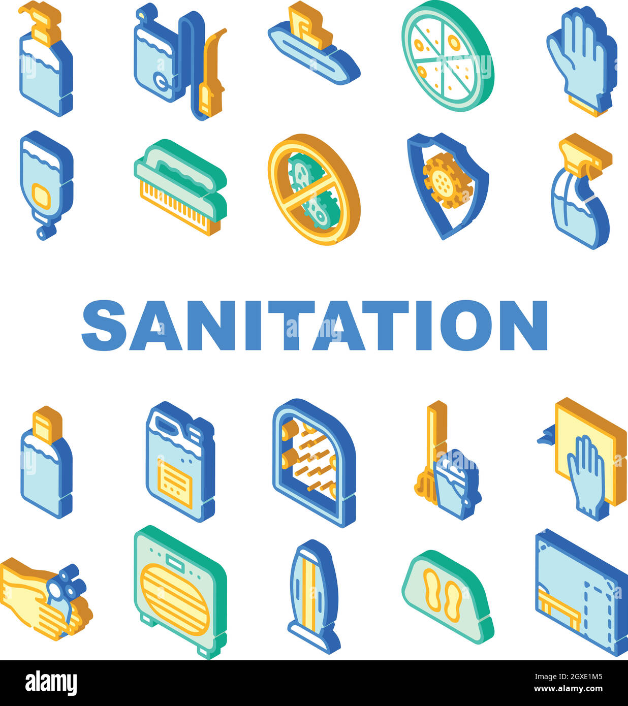 Collection d'accessoires sanitaires icônes jeu d'illustrations vectorielles Illustration de Vecteur