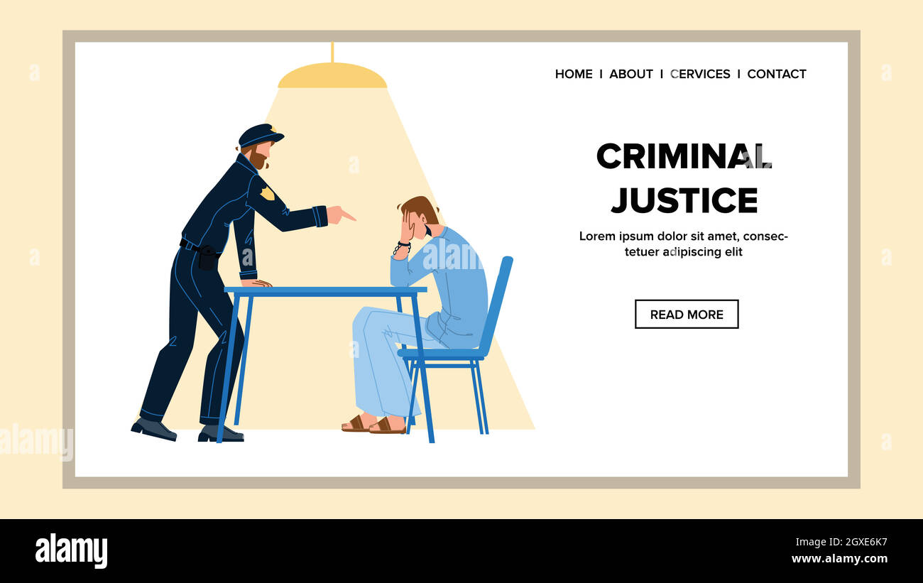 Justice pénale dans la salle de police Vector Illustration de Vecteur
