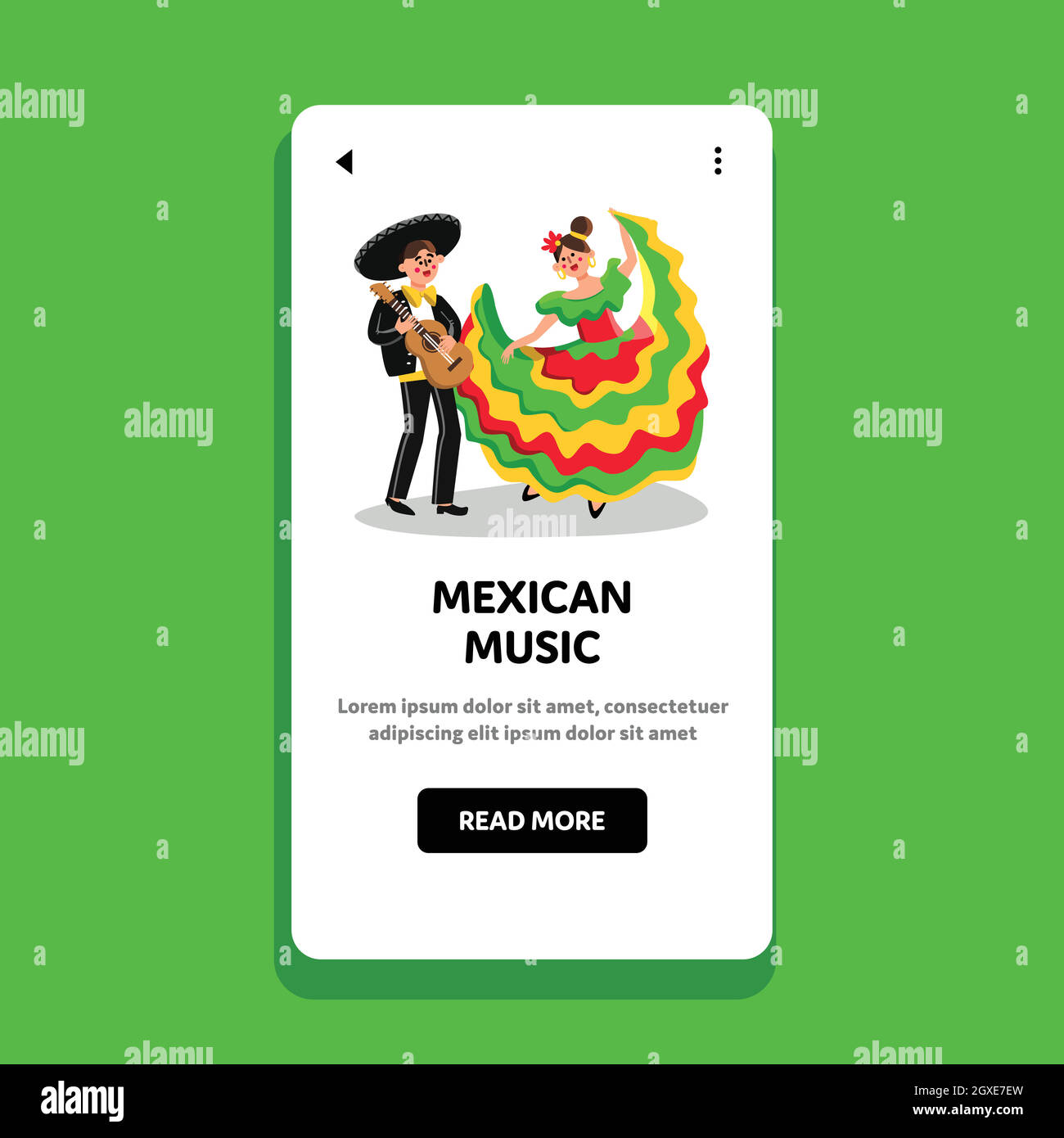 Musique mexicaine jouer sur guitare Mariachi Man Vector Illustration de Vecteur