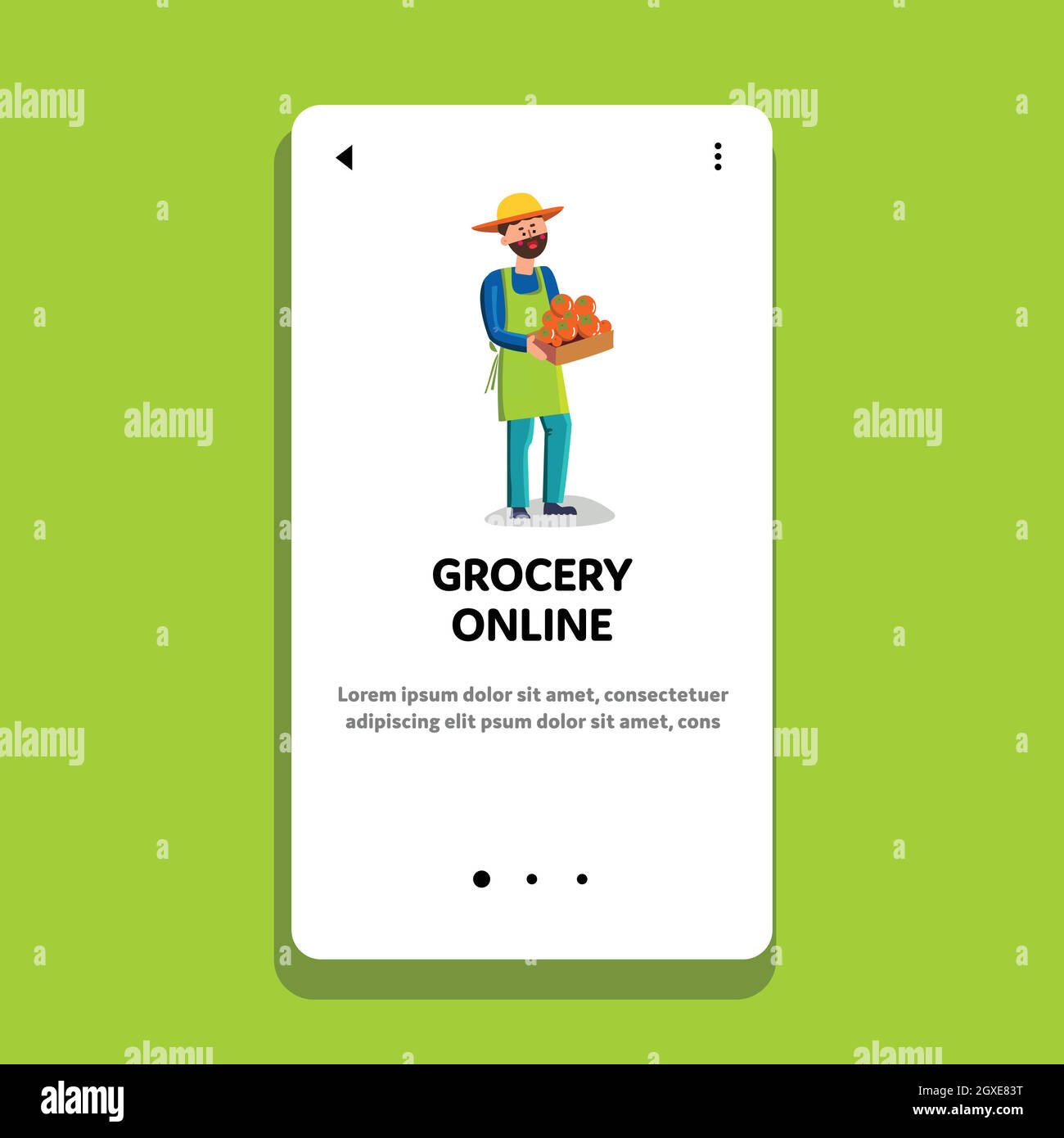 Magasin en ligne d'épicerie et vecteur de livraison de produits alimentaires Illustration de Vecteur