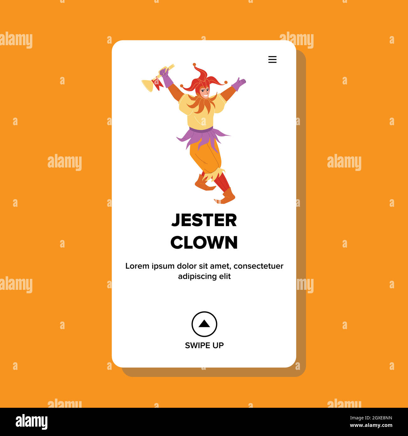 Jester Clown dans Funny Carnival Costume Vector Illustration de Vecteur