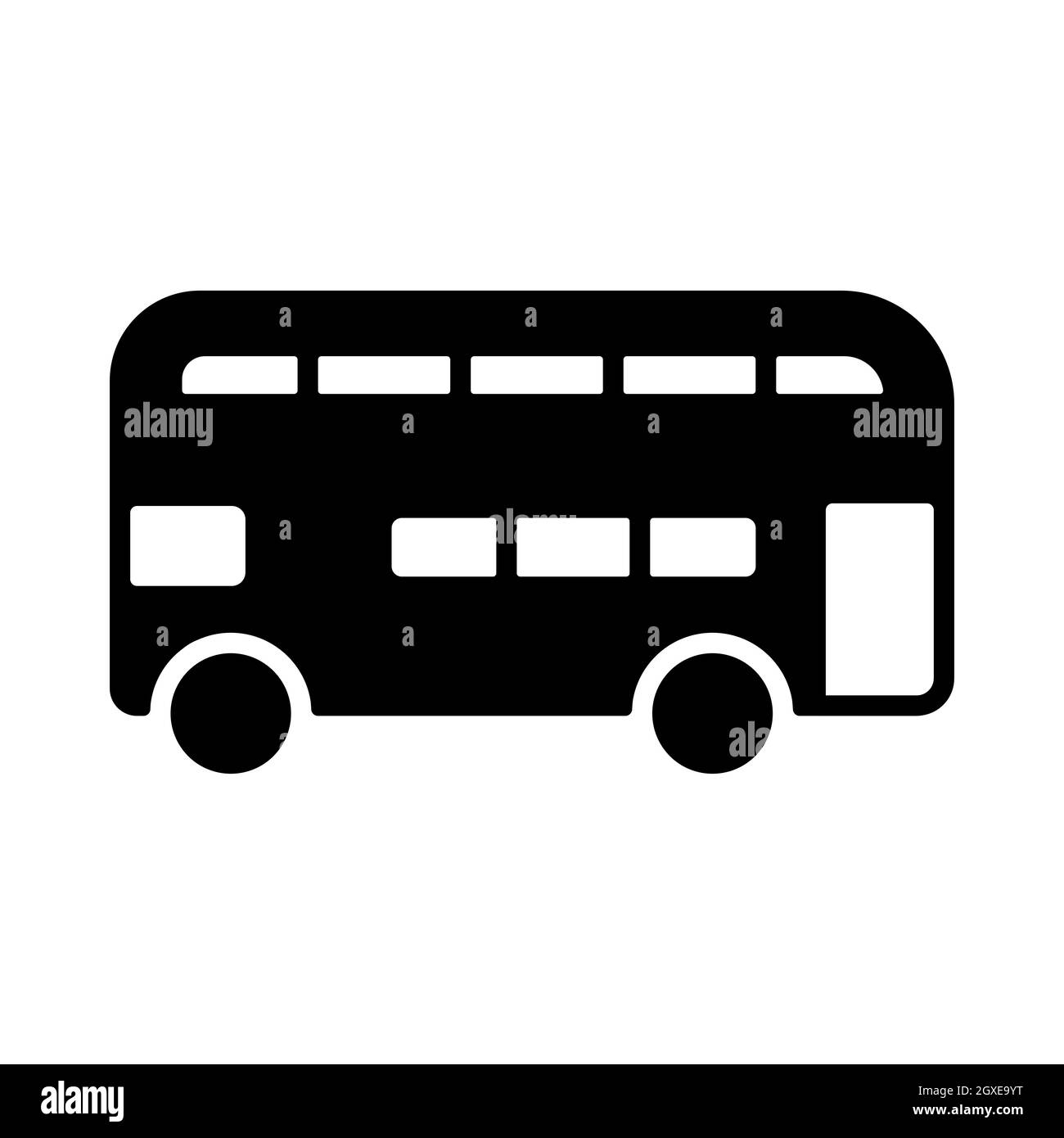 Icône de glyphe à vecteur plat de bus à double étage. Symbole graphique pour la conception, le logo, l'application, l'interface utilisateur du site Web et des applications de voyage et de tourisme Banque D'Images