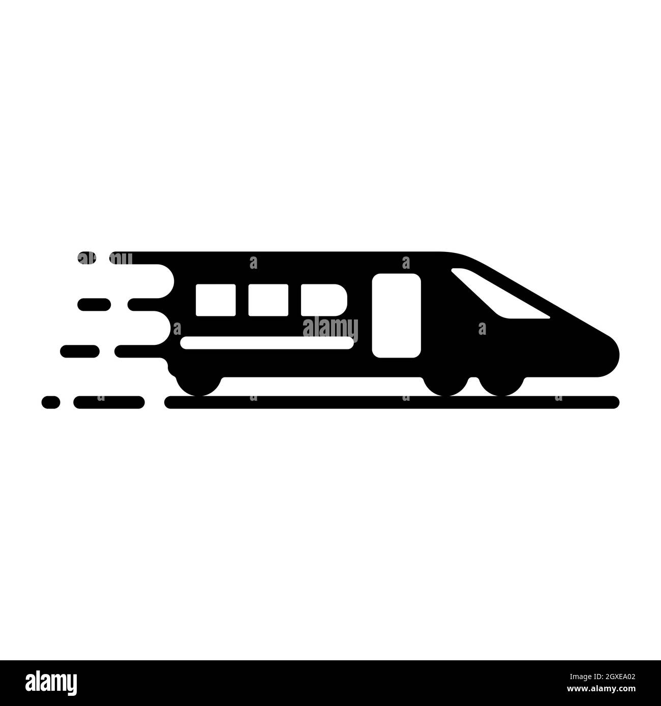 Icône de glyphe à vecteur plat du train de voyageurs à grande vitesse. Symbole graphique pour la conception, le logo, l'application, l'interface utilisateur du site Web et des applications de voyage et de tourisme Banque D'Images