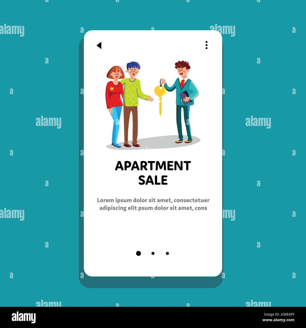 Vente d'appartement dans Agence immobilière Office Vector Illustration de Vecteur