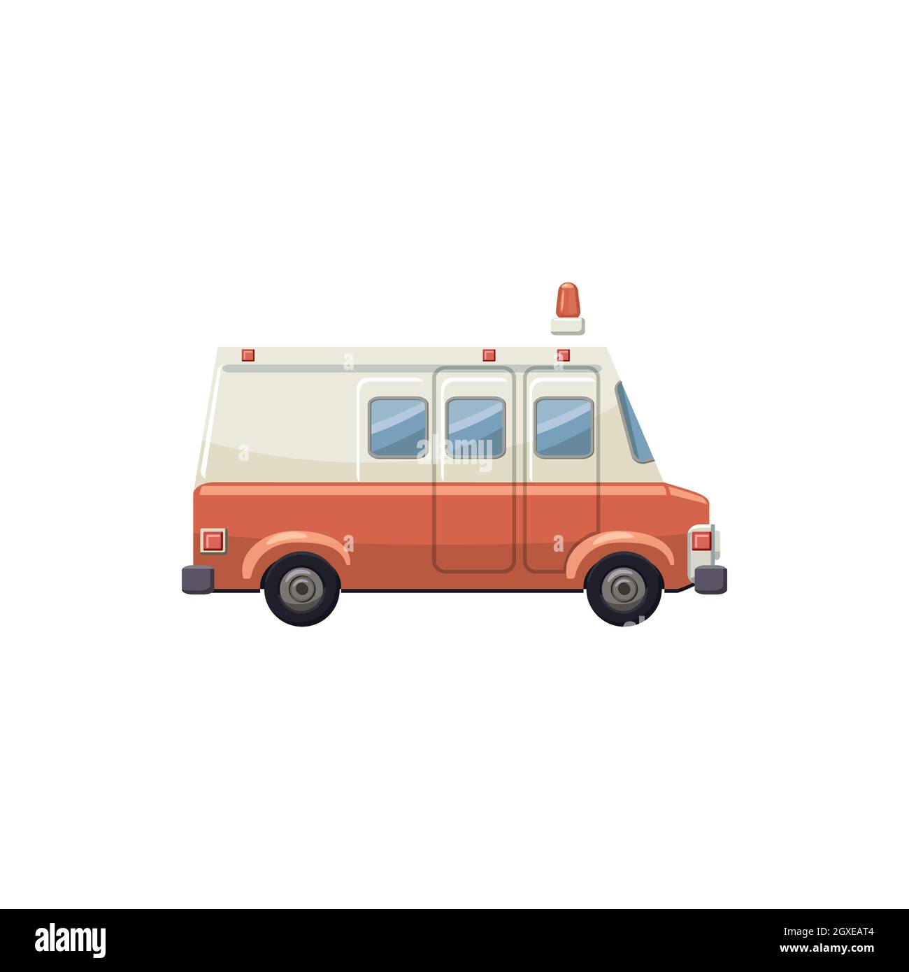 Icône de voiture d'ambulance de style caricature sur fond blanc Banque D'Images