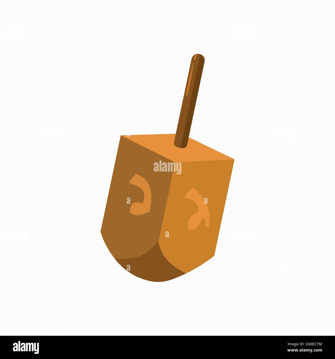 Hanukkah Dreidel icône en style de dessin animé isolé sur fond blanc. Quelques lettres de l'alphabet hébreu fondateur sur le dreidel. Banque D'Images