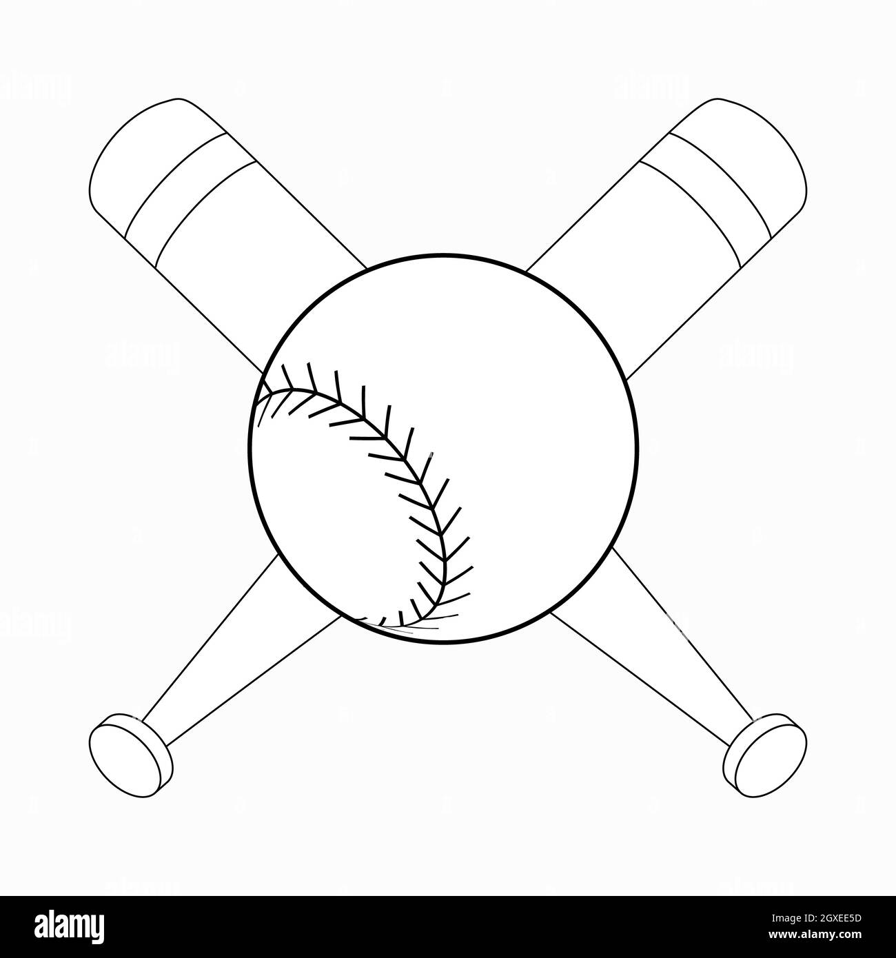 Icône en forme de chauve-souris et de balle de baseball en 3D isométrique sur fond blanc Banque D'Images