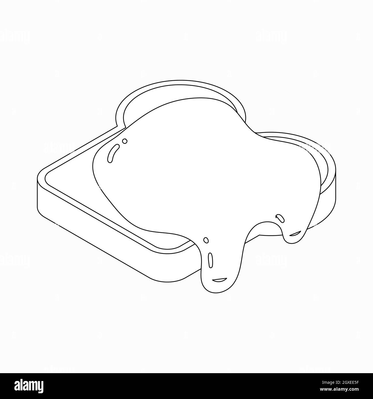 Tranche de pain avec icône de miel dans le style isométrique 3d isolé sur fond blanc Banque D'Images
