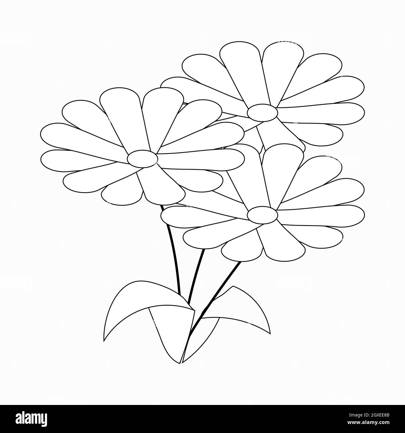 Icône trois fleurs dans un style 3D isométrique isolé sur fond blanc Banque D'Images