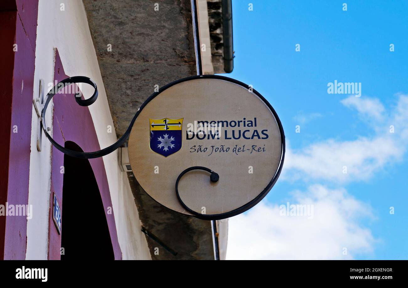 SAO JOAO DEL REI, MINAS GERAIS, BRÉSIL - 25 JANVIER 2020 : panneau du Mémorial Dom Lucas Banque D'Images