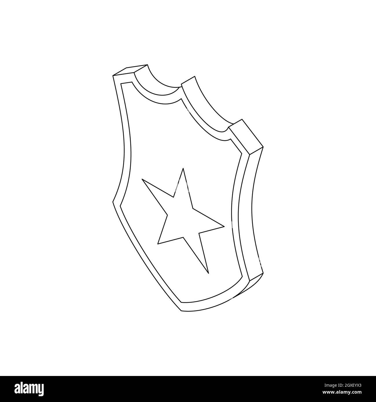 Badge police de style 3D isométrique sur fond blanc Banque D'Images