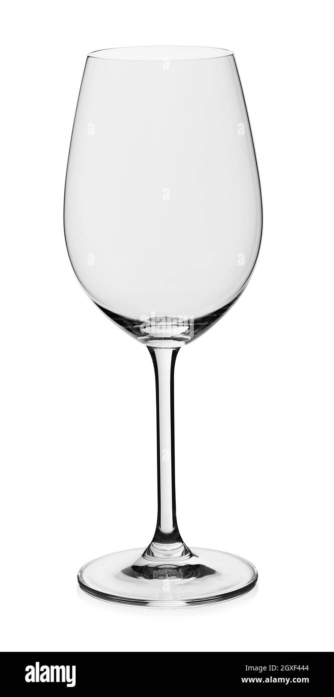 Vin blanc verre vide sur fond blanc Banque D'Images