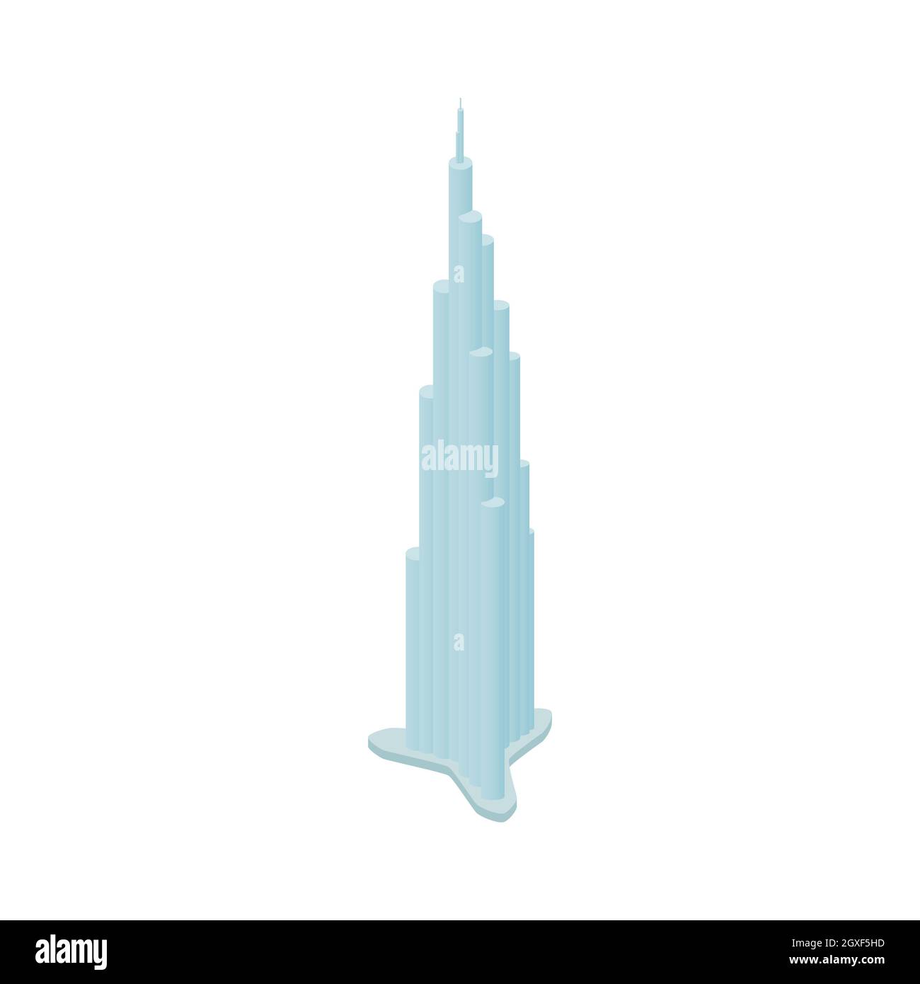 Icône Burj Khalifa dans un style 3D isométrique isolé sur fond blanc. Symbole gratte-ciel Banque D'Images