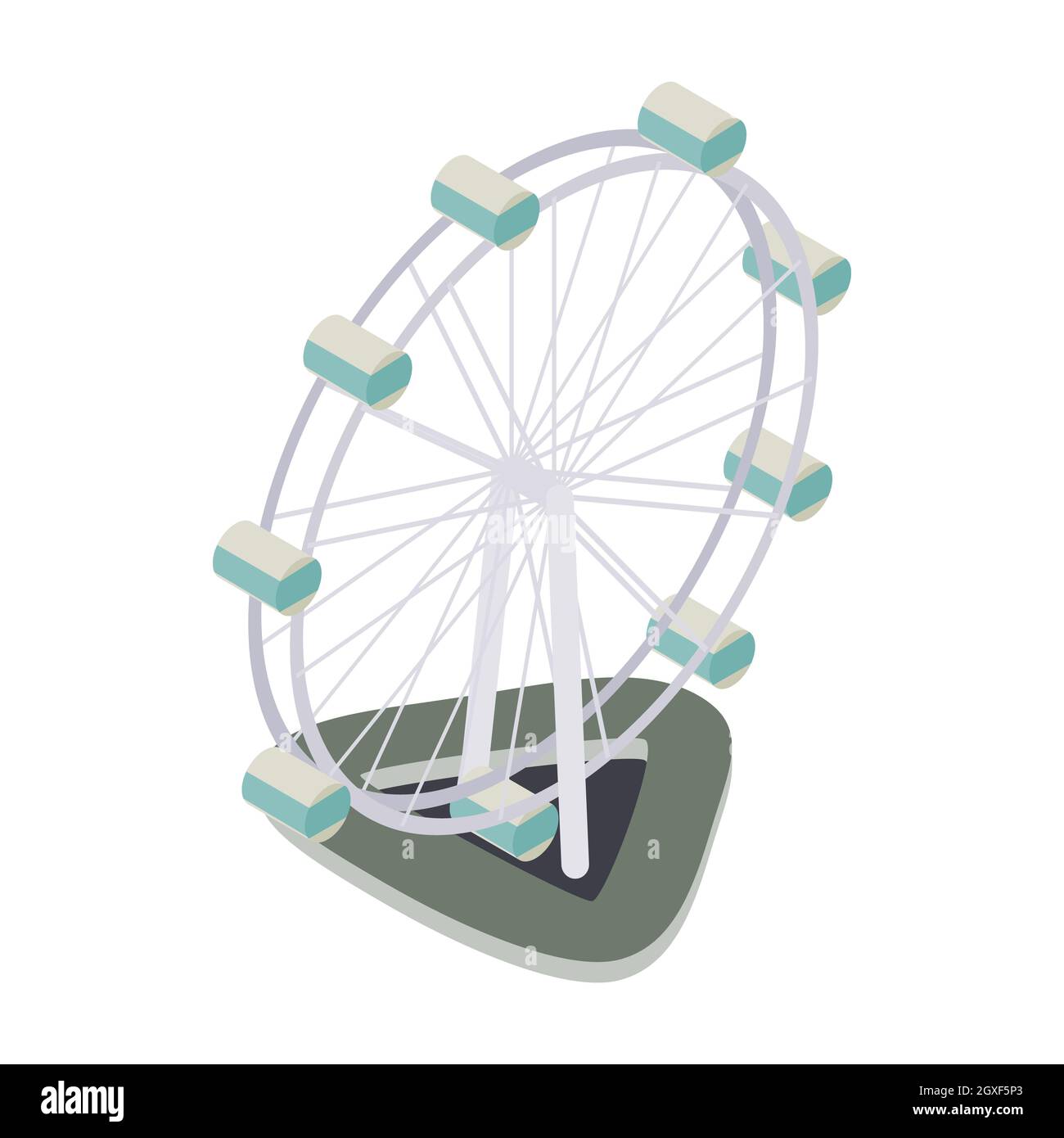 Icône de la grande roue dans un style 3D isométrique isolé sur fond blanc. Symbole divertissement Banque D'Images