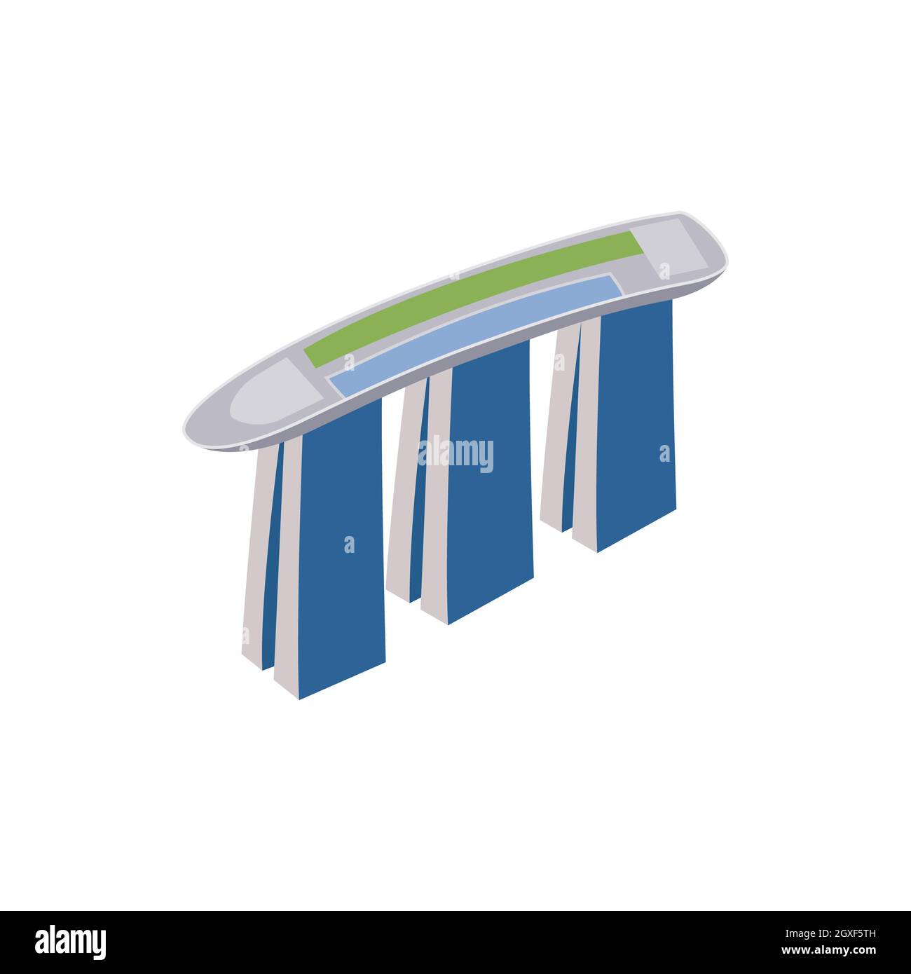 Marina Bay Sands hôtel à Singapour icône dans le style isométrique 3d isolé sur fond blanc. Symbole de repère Banque D'Images