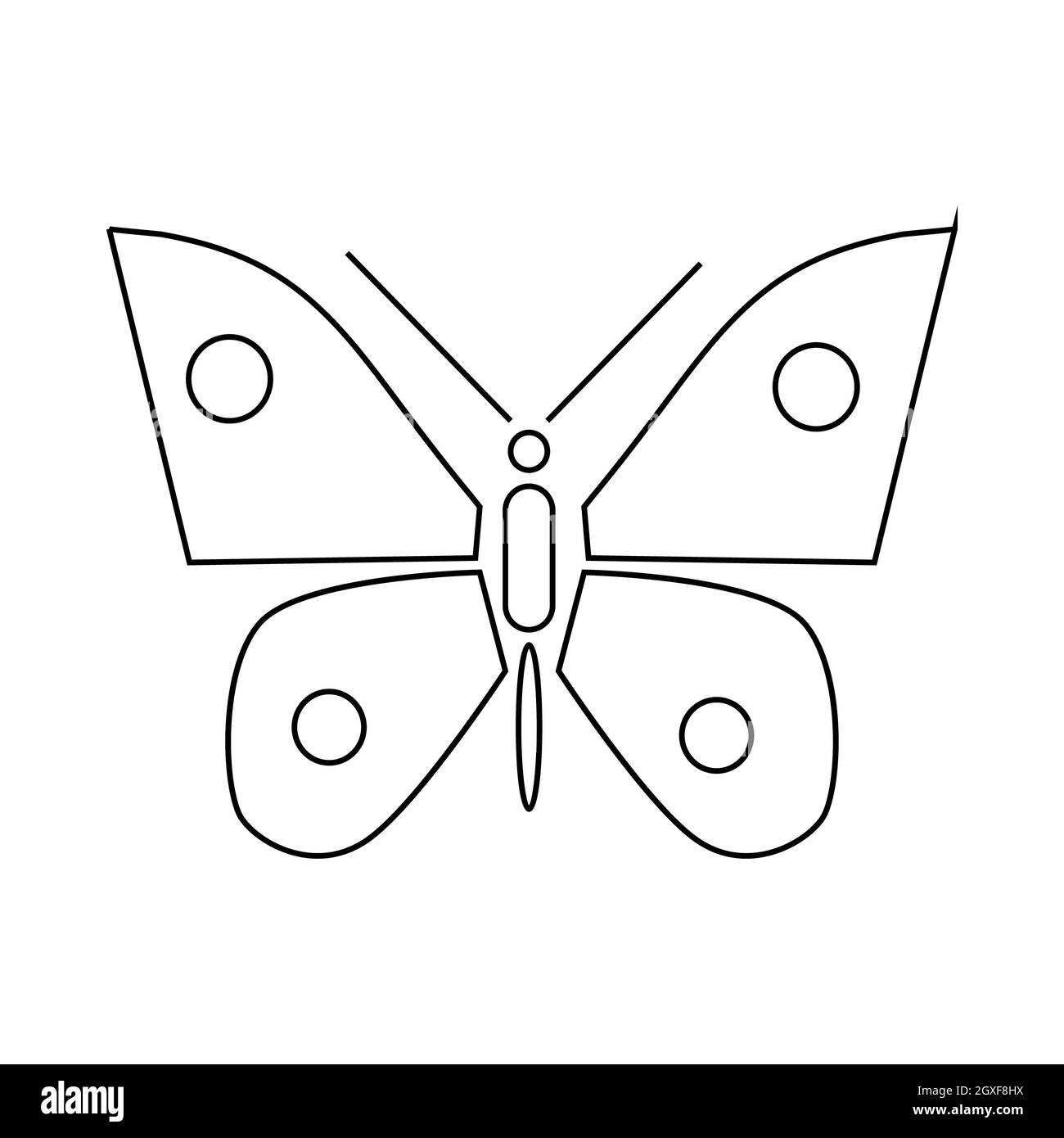 Icône en forme de papillon isolée sur fond blanc Banque D'Images