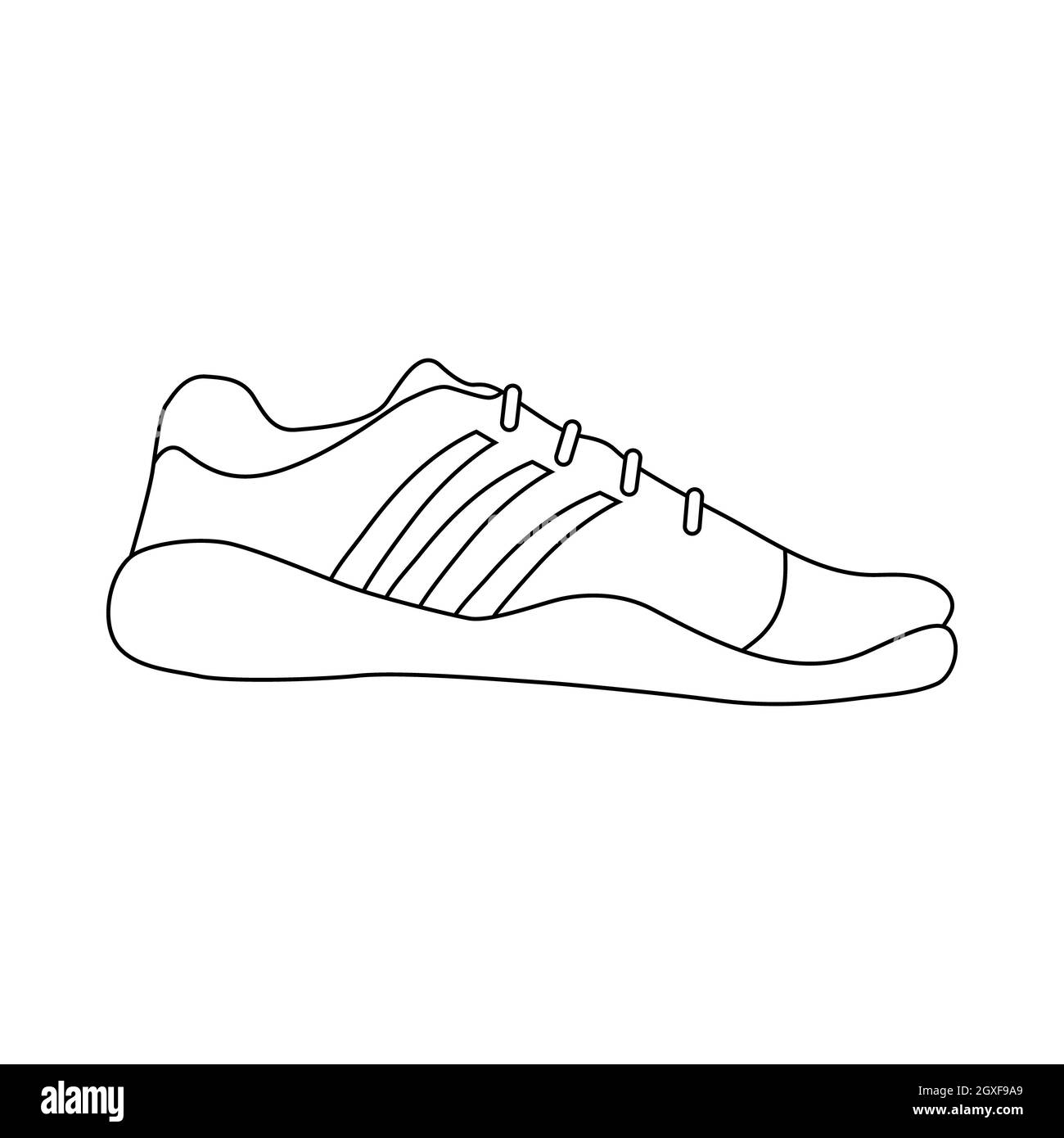 Icône de chaussure basket avec un style de contour sur fond blanc Banque D'Images