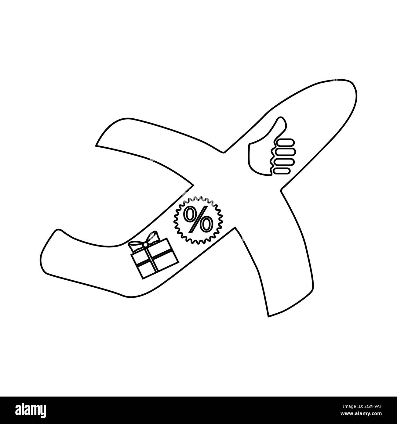 Bonus pour une icône de vol en style contour isolé sur fond blanc. Symbole de déplacement aérien Banque D'Images