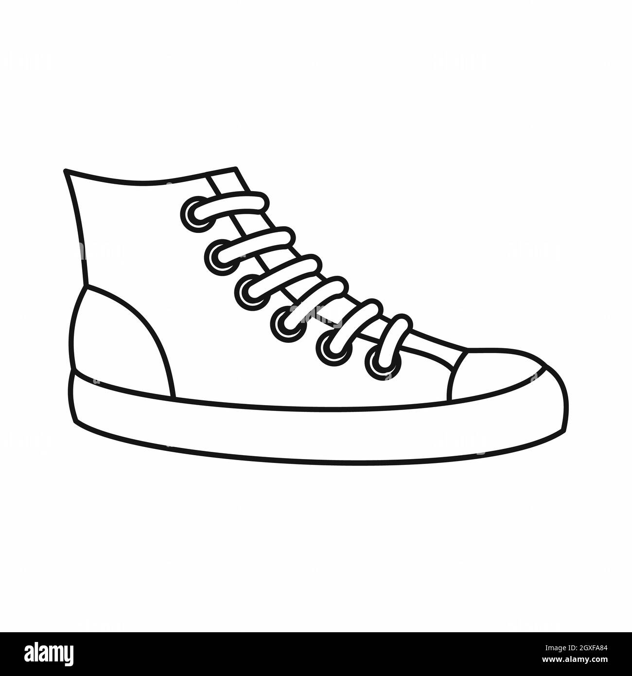 Modèle emblématique des baskets avec contour isolé sur fond blanc Photo