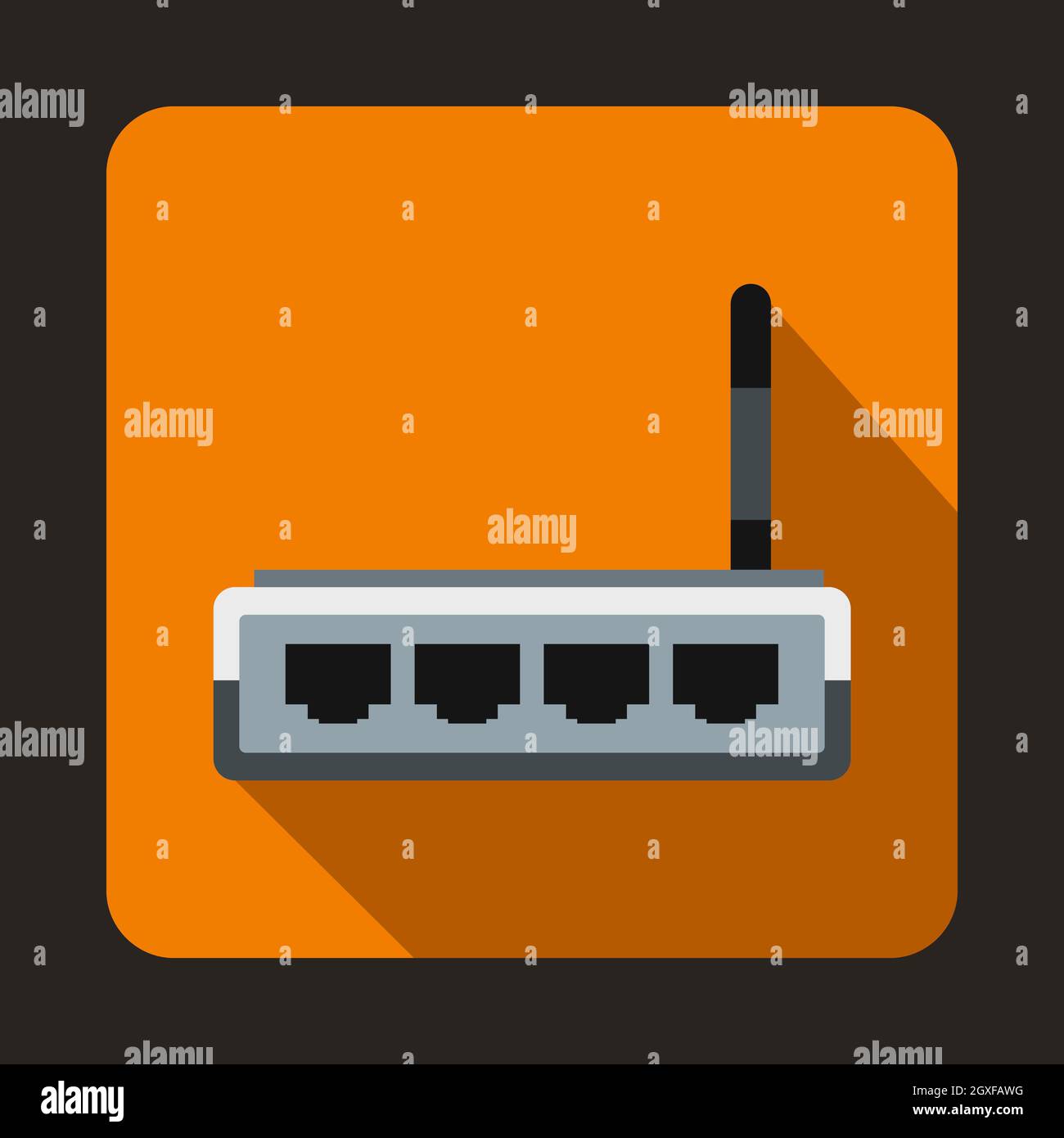 Icône de routeur de style plat sur fond orange Banque D'Images