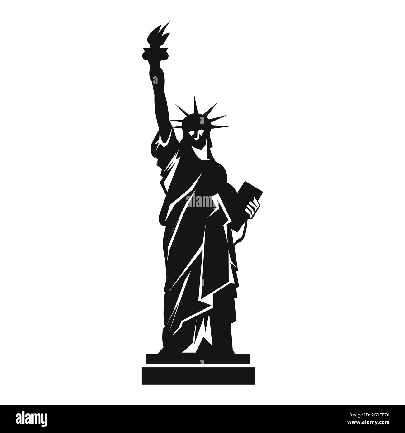 Statue de la liberté dans le style simple isolé sur fond blanc Banque D'Images