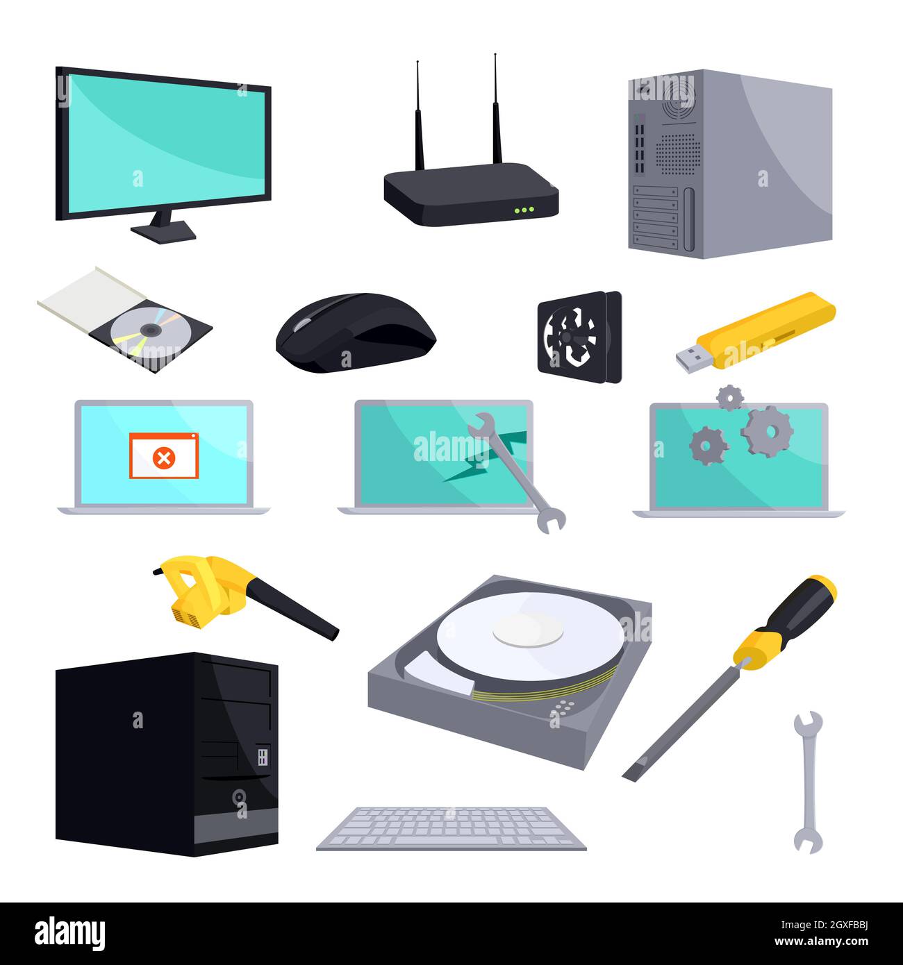 Broken cartoon laptop computer cartoon Banque de photographies et d ...
