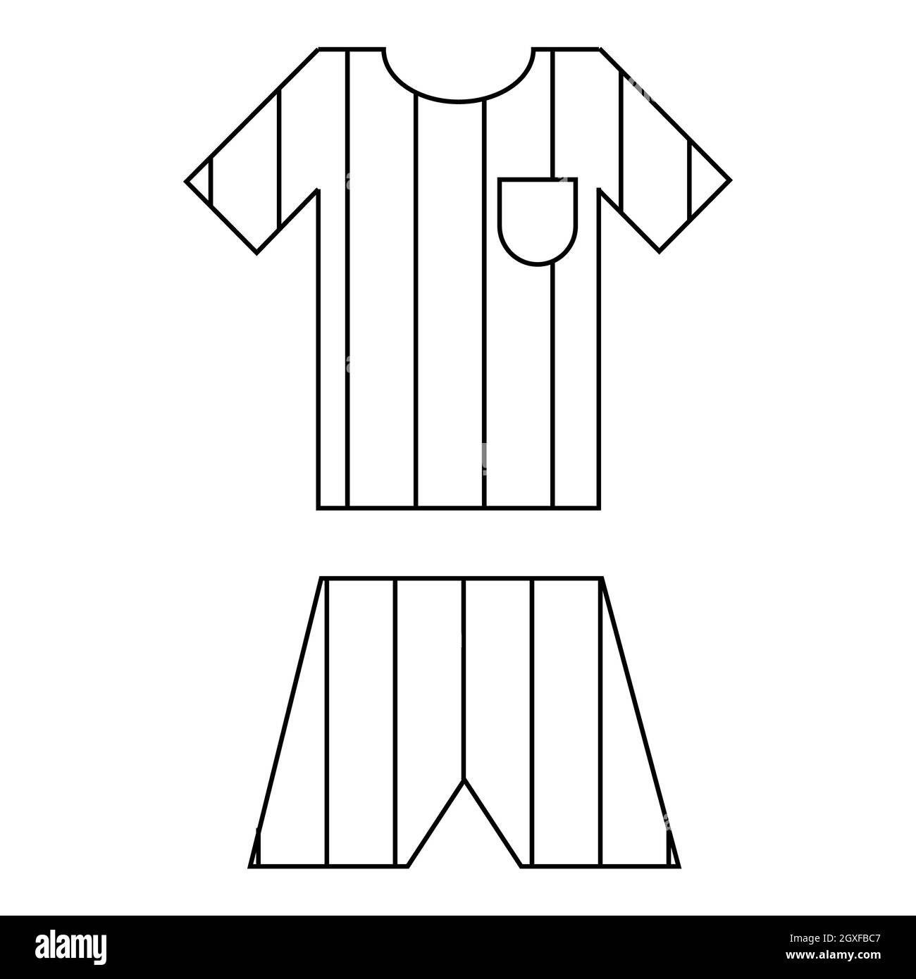 Icône de l'uniforme de l'équipe Argentine de football dans un style de contour isolé sur fond blanc Banque D'Images