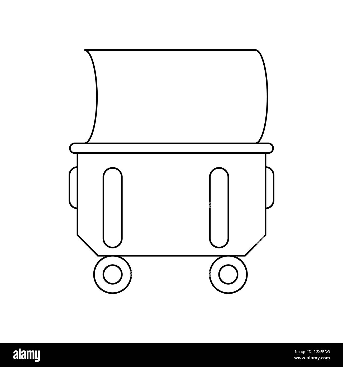 Icône de poubelle à roulettes domestique ou industrielle en forme de contour isolée sur fond blanc Banque D'Images