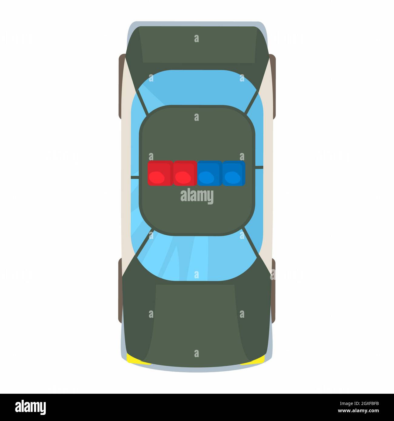 Icône de vue du dessus d'une voiture de police de style caricature sur ...