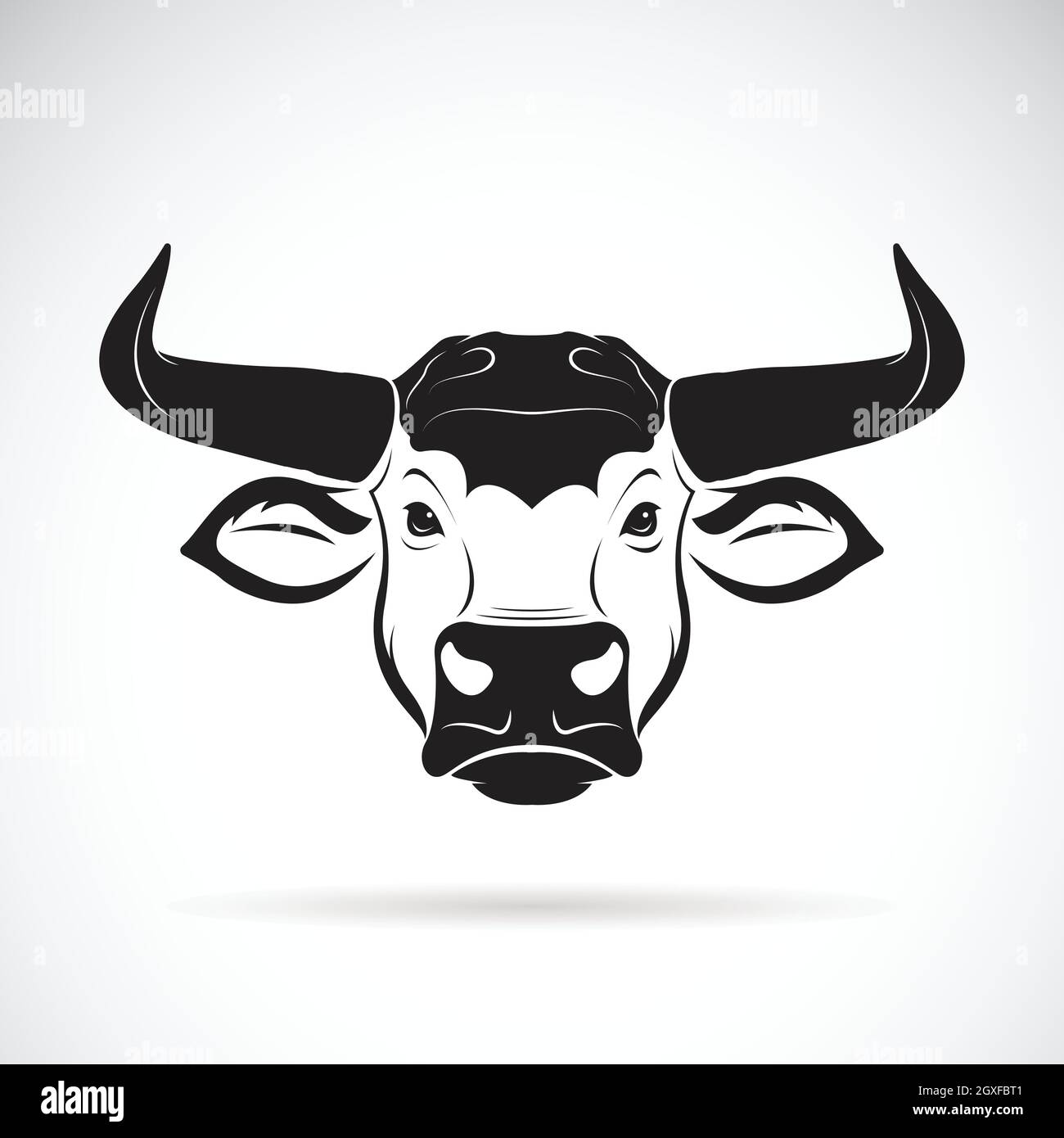 Vecteur d'une tête de taureau sur fond blanc. Animaux sauvages. Illustration vectorielle superposée facile à modifier. Illustration de Vecteur