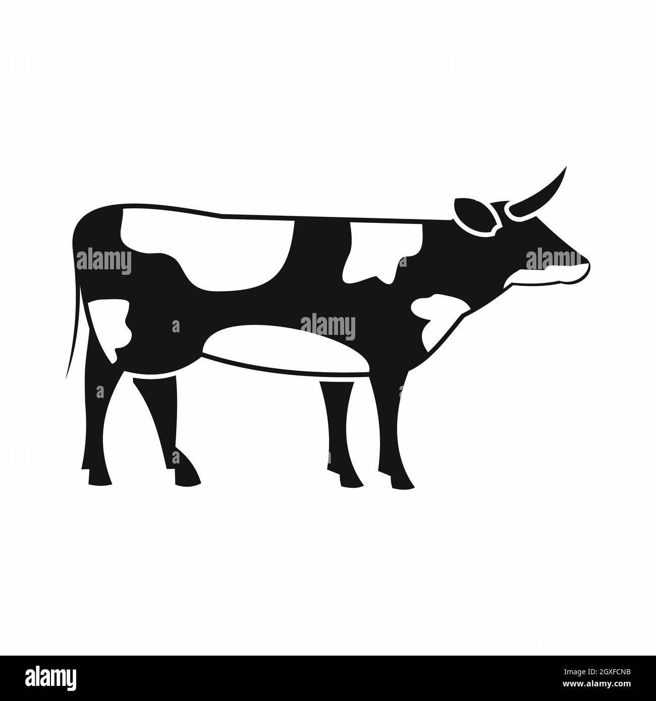 Icône de la vache suisse de style simple isolée sur fond blanc Banque D'Images