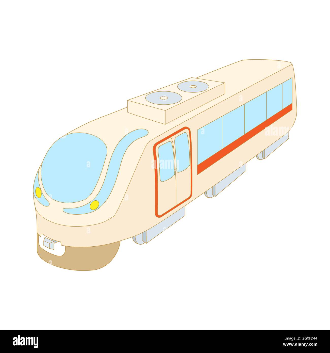 Icône moderne de train à grande vitesse dans un style de dessin animé sur fond blanc Banque D'Images