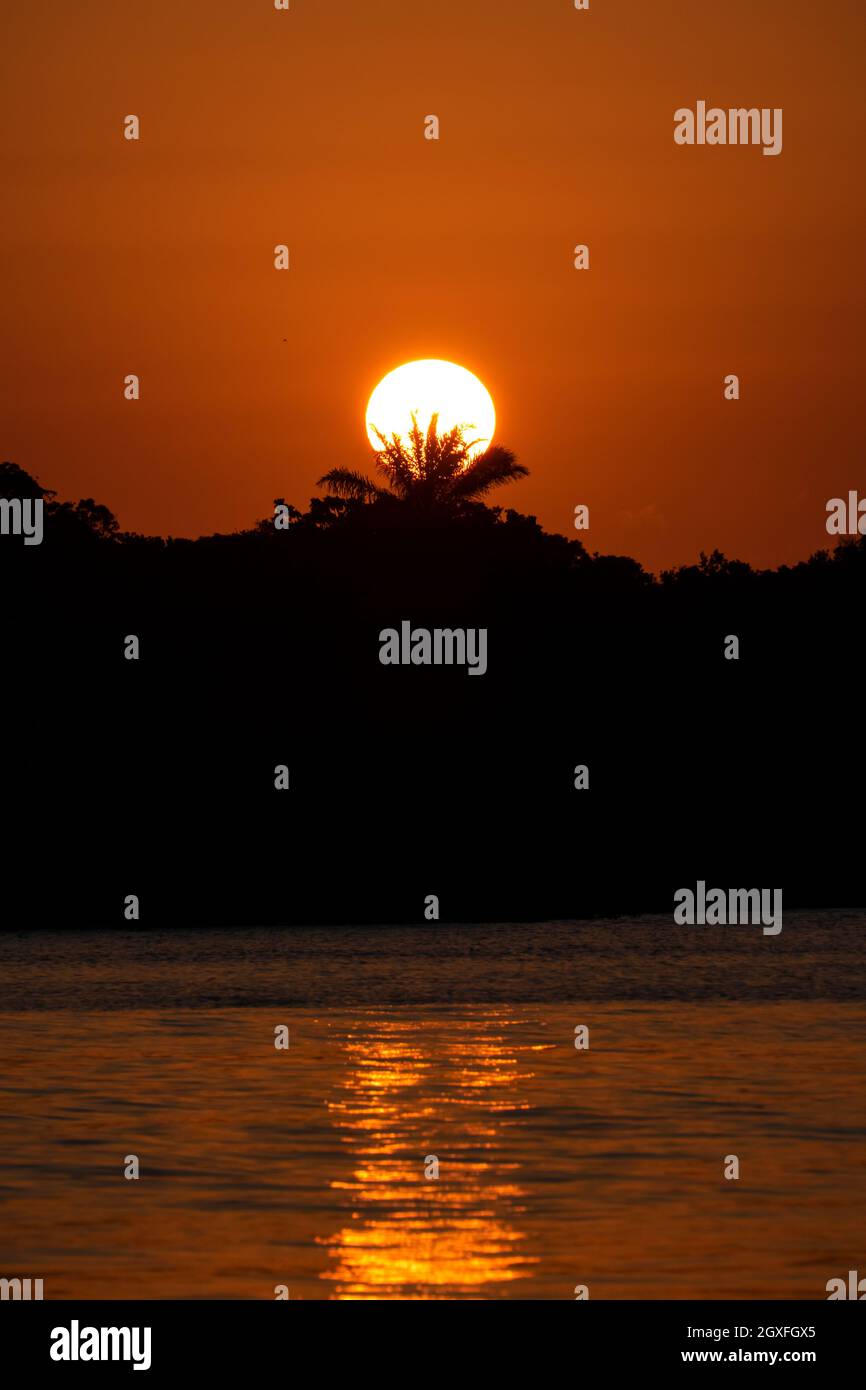 Magnifique coucher de soleil sur la plage idyllique de l'île de Boipeba, État de Bahia, Brésil Banque D'Images