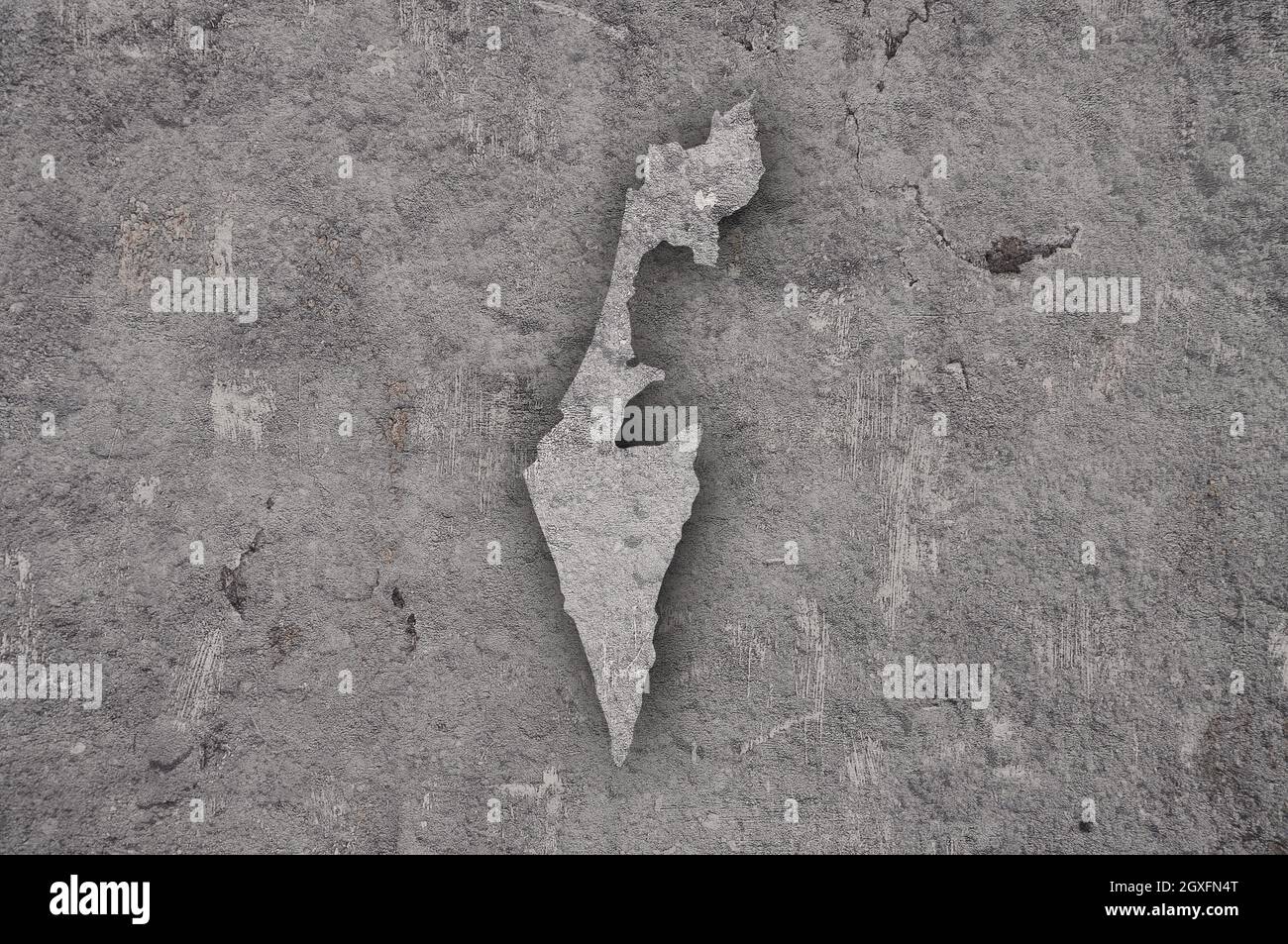 Carte d'Israël sur le béton abîmé Banque D'Images