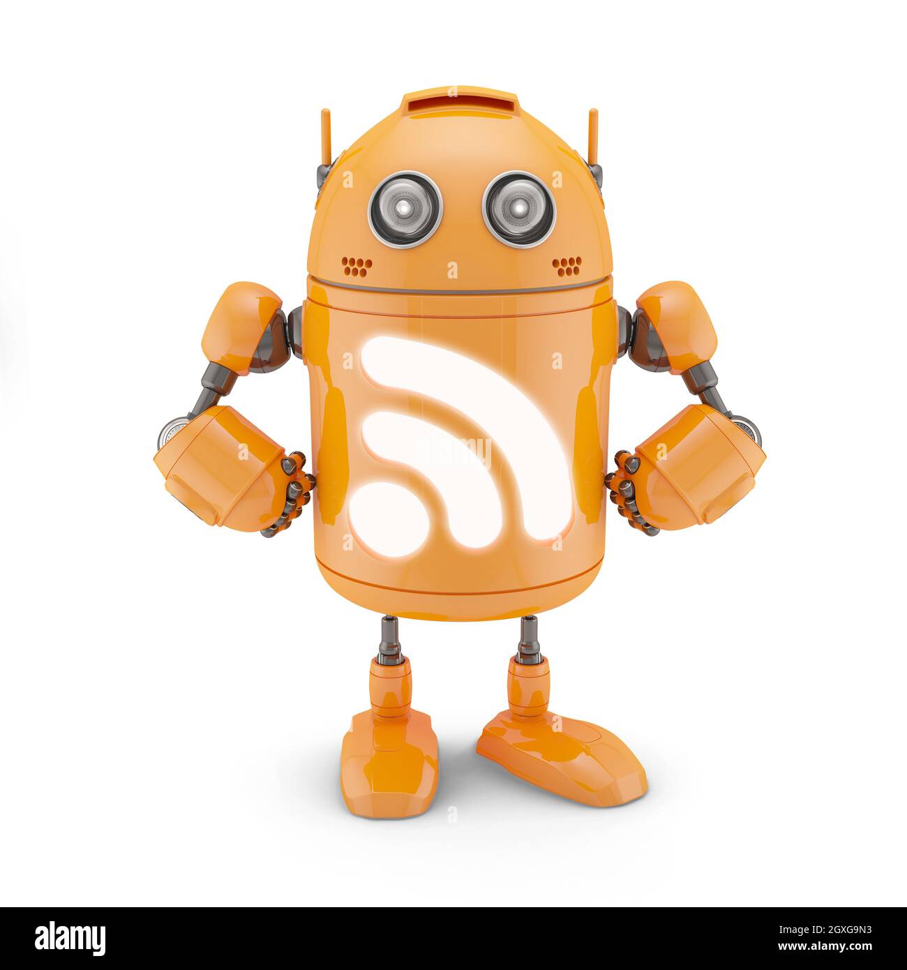 Icône RSS robot. Isolé sur fond blanc Banque D'Images