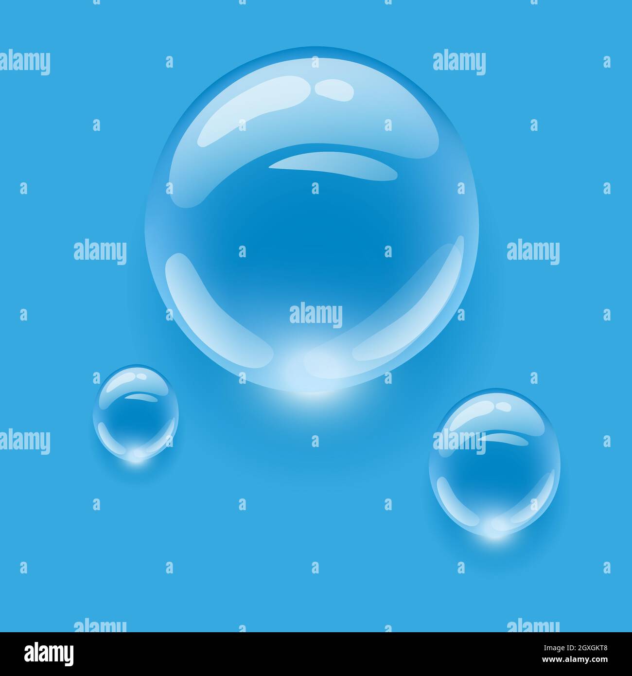 Gouttes d'eau réalistes et transparentes sur fond coloré. Illustration vectorielle. Laisse tomber la pluie d'eau Illustration de Vecteur