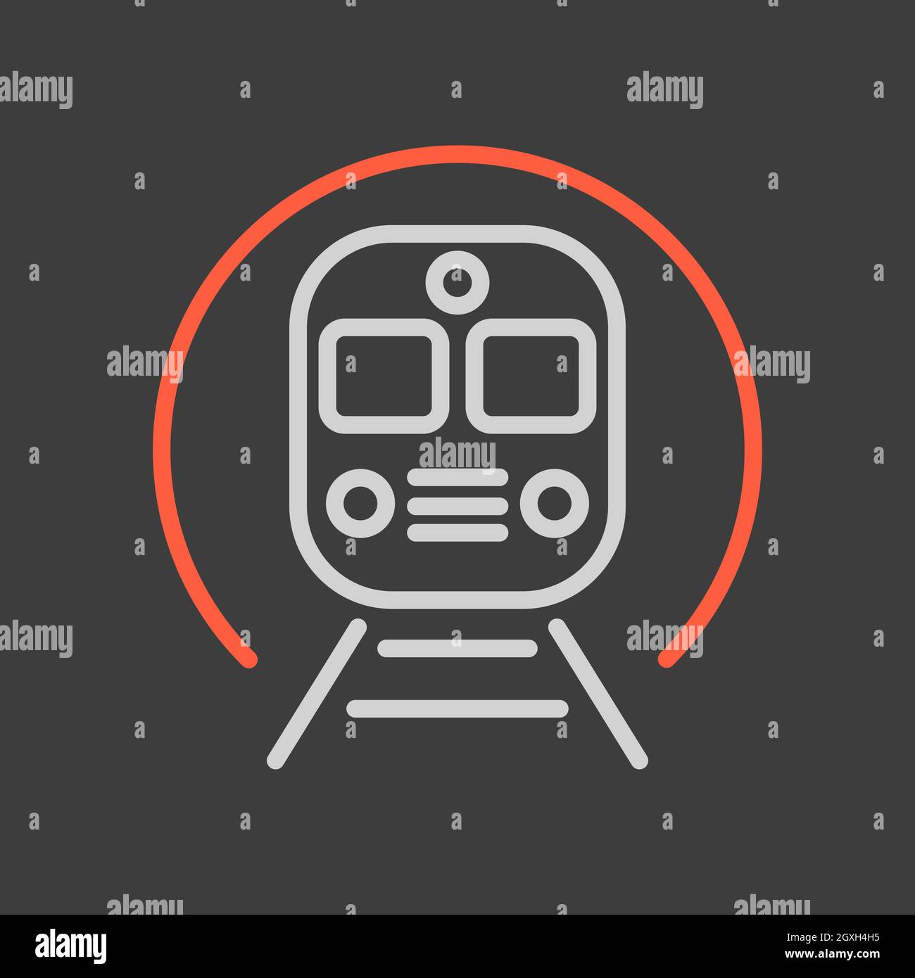 Métro métro métro métro métro ligne vectorielle plate icône sur fond sombre. Symbole graphique pour la conception, le logo, l'application, l'interface utilisateur du site Web et des applications de voyage et de tourisme Banque D'Images