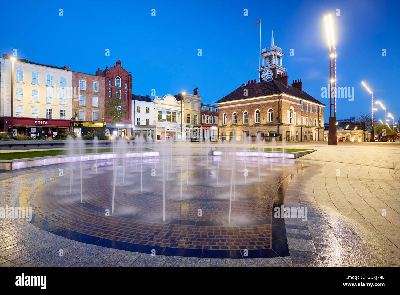 Fontaine et hôtel de ville, Stockton on Tees Banque D'Images