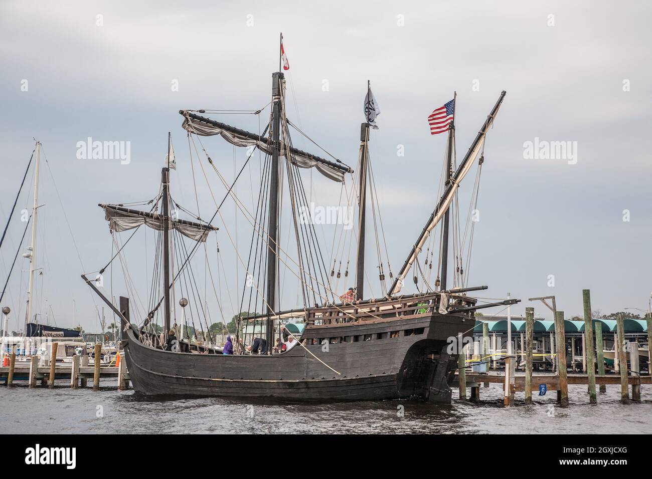 Réplique du navire Columbus Niña à Panama City, Floride. Banque D'Images