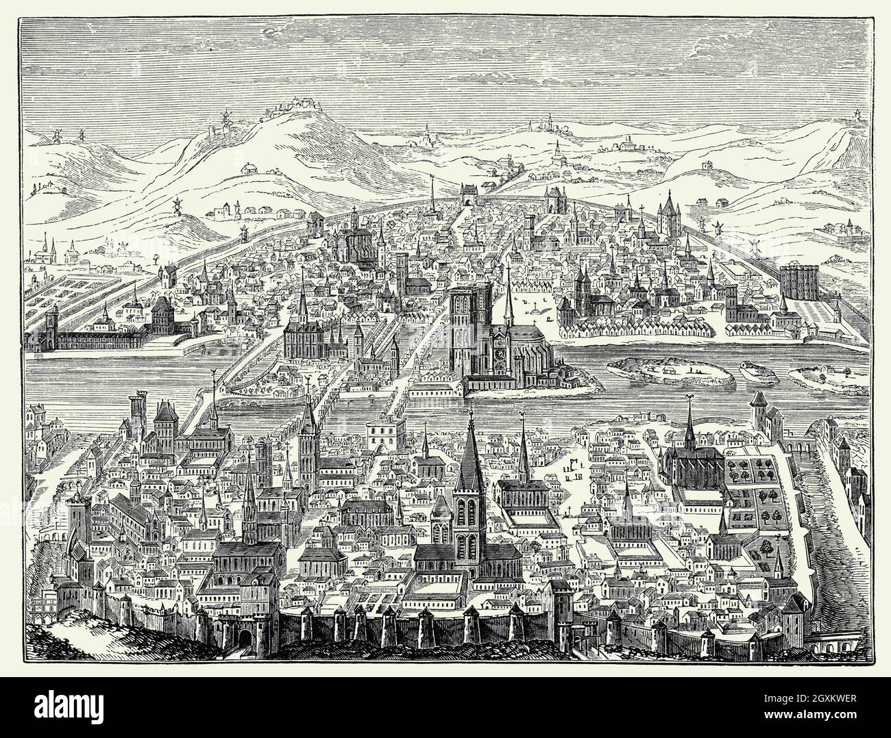 Vue sur Paris 1607 Banque D'Images