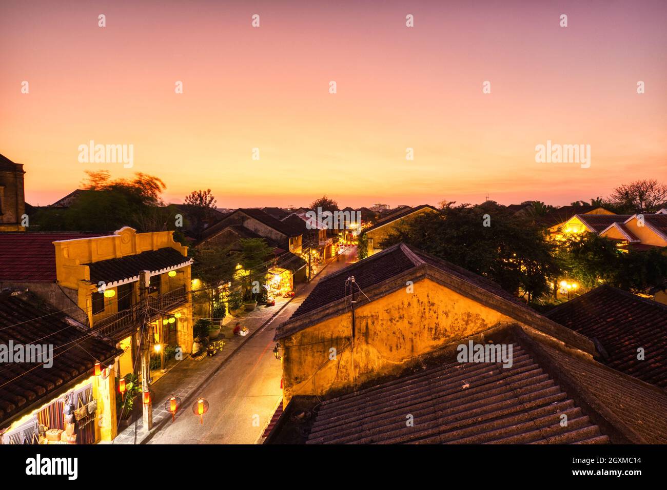 Vue aérienne de Hoi an au coucher du soleil, Vietnam Banque D'Images