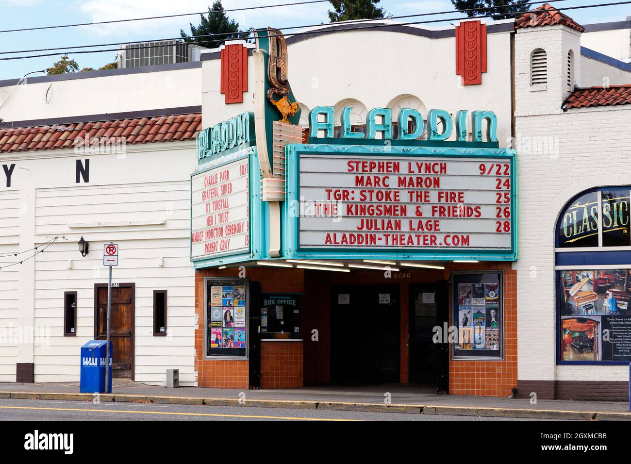 Aladdin Theatre, 3017 se Milwaukie Ave, Portland, Oregon. Extérieur d'un lieu musical dans le quartier de Brooklyn. Banque D'Images