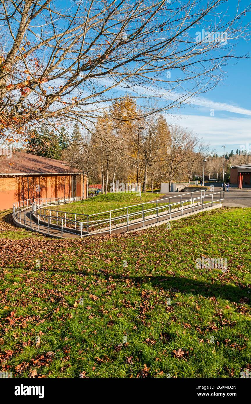 Campus de l'école Charles A. Lindbergh à Fairwood, Washington. Banque D'Images