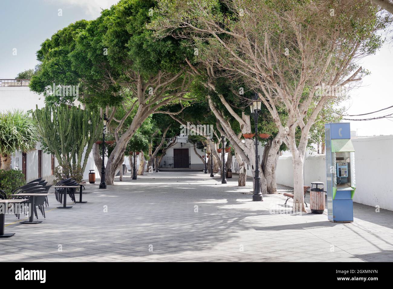 Centre-ville calme de l'une des plus anciennes colonies de Lanzarote, Haria - Lanzarote, îles Canaries Banque D'Images