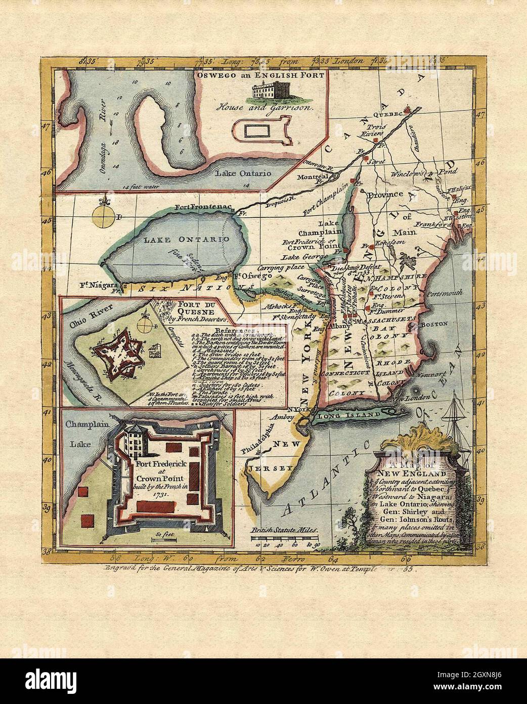 Théâtre nord de la guerre des Français et des Indiens Banque D'Images Théâtre nord de la guerre des Français et des Indiens Banque D'Images