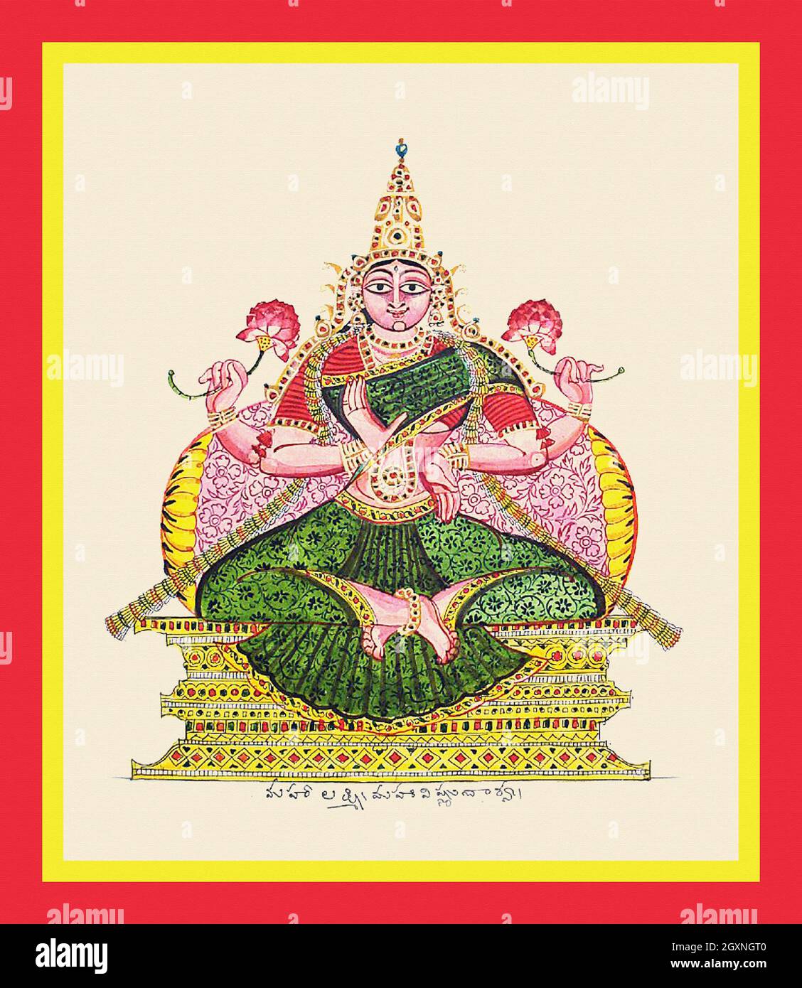 La déesse Laksmi est assise sur un trône Banque D'Images