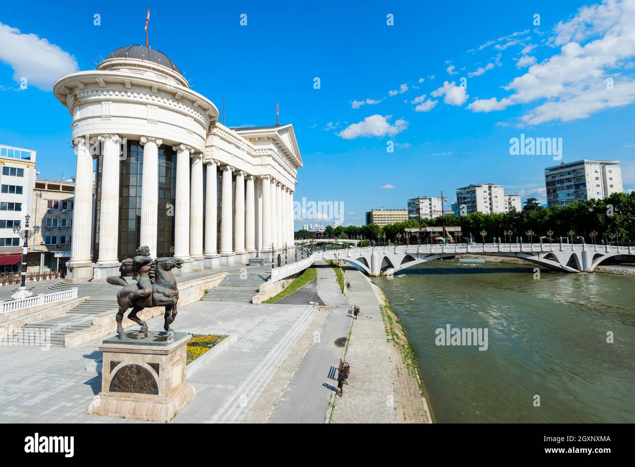 Musée archéologique de Macédoine, place du soulèvement Karposh, statue équestre Karposh, Skopje, Macédoine Banque D'Images